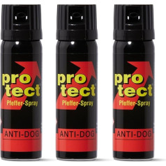 Pack of 3 Pepper Spray Protect Anti-Dog Wide Jet 63 ml KO Spray Animal Repellent Spray for Self-Defence Irritant Spray in Various Spray Variations