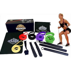 ApexGen Pilates Sculpture Bar Set - Fitness Bands, Resistance Bands 5-60 kg, Fitness Equipment for Home, Office - Includes 5 Resistance Bands, Pilates Bar, Fitness Equipment for Training