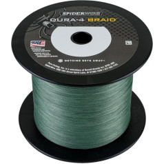 Spiderwire Dura 4 - Braided Fishing Line with 4 Strands, Smooth, Extremely Strong, Sensitive and Very Cheap in Green, 1800 m, 010 mm to 0.40 mm