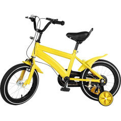 Cutycaty Children's Bicycle 14 Inch Bike, Boys Girls Children's Bicycle for from 3-6 Years, Children's Bicycle Pedal Bike with Stabilisers, Height Adjustment, Children's Bicycle (Yellow)