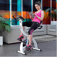 ION Fitness Axel FI022 Folding Exercise Bike, Fitness Bike with Backrest, 8 kg Flywheel Mass, Magnetic Brake System, Transport Wheels