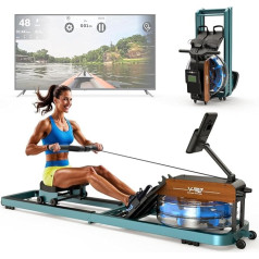 ORISYN Rowing Machine for Home, Foldable Water Rowing Machine with Bluetooth Monitor, Rowing Machines with Adjustable Tablet Holder, 160 kg Weight Load