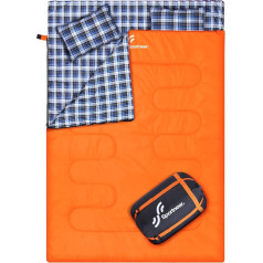 Sleeping Bag Outdoor Double Sleeping Bag: Sportneer Sleeping Bags 2 People 3 Seasons Sleeping Bag 220 x 150 cm, 2.75 kg with 2 Pillows, Adult Blanket Sleeping Bag for Family (Not Flannel Lining)