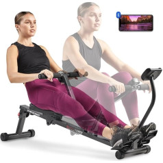 Sunny Health & Fitness Intelligentes Rudergerät, kompaktes, verstellbares Rudergerät mit 12 Widerstandsstufen für das Ganzkörpertraining - SF-RW1205SMART