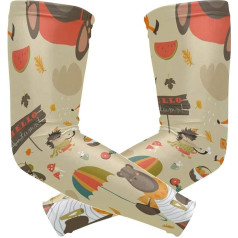 FANTAZIO Arm Sleeve Elbow Sleeves Cartoon Animal Fox Bear and Owl UV Sun Protection Cooling Arm Elbow Compression