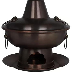 HEAGER Chinese Copper Pan, Charcoal Thickened Cookware Made of Pure Copper for Several People in Chinese Style, Suitable for Family Dinners and Camping (36 cm)