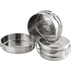 WOONEKY 1 Set Outdoor Pot Set Stainless Steel Outdoor Camping Cookware Outdoor Cooking Pan Camping Equipment Picnic Cookware Set Combined Cookware Stainless Steel Silver