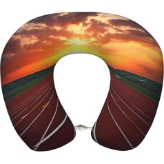 Dwrepo Dusk Running Track Travel Pillow Memory Foam U-Shaped Neck Pillow for Travel Portable Head Neck Support Airplane Pillow Removable Cover Neck Pillow Headrest for Sleeping Car Travel