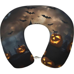 AKDODK Nackenkissen für Halloween, fliegende Fledermäuse, 3 Drucke, Reisekissen aus Memory-Schaum, tragbares Flugzeug-Zubehör
