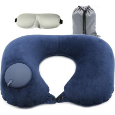 Travel Pillow, U-Shaped Pillow, Inflatable Compression Pillow, Portable Compression Pillow, Travel Pillow, with Waterproof Bag and Mask, Suitable for Aeroplanes, Office,