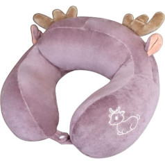 U Shaped Elastic Travel Pillow, Neck Pillow, Cartoon Kids Neck Pillow, Neck Support Pillow for Sleeping, Airplanes, Cars and Home (Gray) (Color : Purple)