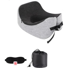 SHCHNA Neck Pillow Car Neck Pillow Travel Memory Foam Travel Pillow Cotton Airplane Neck Pillow with Eye Cover and Storage Bag for Earplugs Travel Essentials