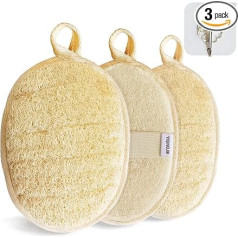 Natural Loofah Sponge Exfoliating Body Scrubber (Pack of 3), Made of Environmentally Friendly and Biodegradable Shower Loofah Sponge, Loofah for Men and Women
