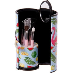 Flamingo Cosmetics Make Up Brushes Nail File Mirror Utensil Kit Multi