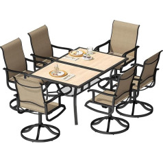 YITAHOME Garden Table, 150 x 96 cm Patio Table with 4 cm Parasol Hole, Rectangular Outdoor Patio Table, Wood Grain Imitation Outdoor Dining Table, Ideal for Garden, Lawn