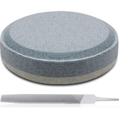 Axe Grinding Set, 120 & 240 Grit, Multipurpose Side Axe Whetstone and 7 Inch Rectangular Axe File Tools, Axe Sharpener Disc for Sharpening Dull, Dull or Tired Edges (2, Grey)