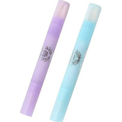 iwobi Pack of 2 Nail Art Removal Pens, Nail Polish Correction Pen with 6 Interchangeable Replacement Tips, Nail Polish Remover Pens with Cotton Heads (Purple + Blue)
