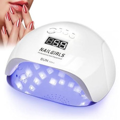 Nailgirls LED UV Lamp Nails, 150 W Nail Lamp, 4 Timers, Car Sensor, LCD Display, Nail Polish Dryer, Device, Removable Magnetic Plate, LED UV Dryer, Nail Lamp for Gel Nails, Fingers, Toenails