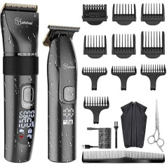 Hatteker Professional Hair Trimmer Set Hair Trimmer Care Sets Beard Trimmer Men's T-shaped Trimmer Head T-Blade Trimmer Precision Trimmer IPX7 Waterproof