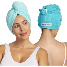 Turbie Twist Microfiber Hair Towel (2 Pack) Light Aqua/Dark Aqua by Turbie Twist