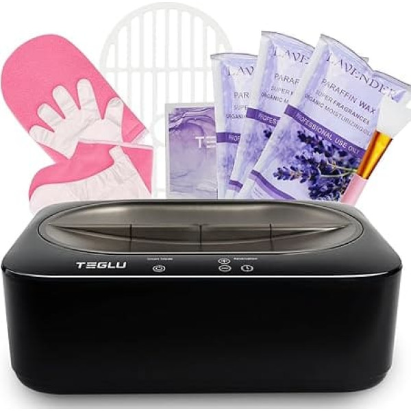 Teglu 2025 Paraffin Bath for Hands and Feet 4L, Parafin Wax Bath Moisturising Kit with 3 x 450 g Paraffin Wax Spa at Home, Paraffin Baths Black