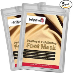 5 x Pairs Of Exfoliating Foot Mask Peeling Feet Masks Pair, Exfoliator, Exfoliater, Exfoliating Scrub, Whitening and Moisturiser, Clear Foot Odour, Remove Hard Dead Skin, Soft Feet, Cleanser, 7 Days Effective
