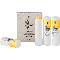 beegut Manuka Lip Care - Lip Balm with Manuka Honey, Propolis & Beeswax - Moisturises & Protects Intensively (Pack of 3)
