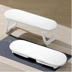 ANRUI Hand Rest Nail Salon, PU Leather Manicure Hand Cushion with Foldable Holder, Non-Slip Nail Hand Rest Cushion for Nail Design, Nail Care, Suitable for Salon and Home, White