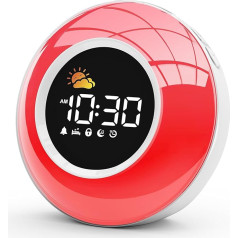 APUZOM Alarm Clock with Loud Alarm for Deep Sleepers Children Sleep Trainer with Night Light, Customised Light Alarm Clock with 12 White Noise, Snooze and Timer 15/30/60/90 Mins