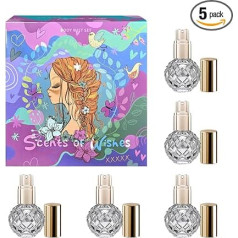 Body Mist Fragrance Spray Set for Girls x 5 Diamond Shaped Glass Bottles 5 Different Fragrances Peach Orange Pineapple Strawberry Vanilla