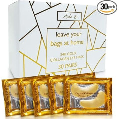 30 Pairs Juyou 24K Gold Under Eye Patch, Eye Mask, Collagen Eye Patch, Eye Pads for Wrinkles, Puffy Eyes, Dark Circles, Treatment of Fine Lines, and Nourishing (30 Pairs of Collagen)