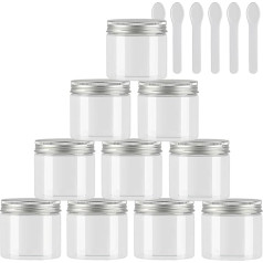 TIANZD Pack of 24 Small 50 ml Transparent Plastic Empty Cream Jar with Silver Lid 50 g Empty Tin Screw Box Cosmetic Container Jar, 6 Pieces Spatulas