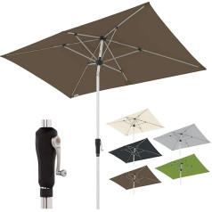 Doppler SL-AZ Aluminium Parasol 220 x 140 cm Rectangular Crank Umbrella Modern Design Strong UV Protection 220 x 140 cm, Greige Taupe