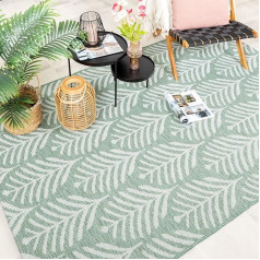 FRAAI Indoor & Outdoor Rug – Summer Leaves Green 140 x 200 cm – Weatherproof – Polypropylene – Flat Weave – Living Room, Balcony, Garden/Patio, Hallway – Patio – Rug