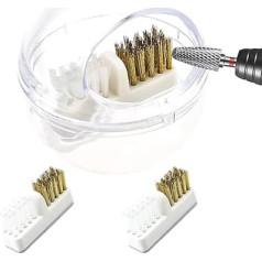 Mini Nail Drill Bits, Cleaning Brush Case with Transparent Cover, Portable Nail Art Drill Head Brush with 2 Replacement Brushes for Nail Drill Head Cleaning