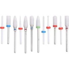 Fafeicy 12 Piece Ceramic Nail Drill Set with Small Round Design, Milling Cutter Drill Electric Grinder, 3/32 inch Shank Diameter, for Removing Acrylic Gel Nails, Cuticle, Manicure, Pedicure