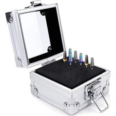 FERCAISH Nail Drill Holder, 25 Holes Nail Studio Organiser Manicure Tools Nail Polishing Heads Storage Box for Nail Drill, Portable and Durable Nail Drill Case