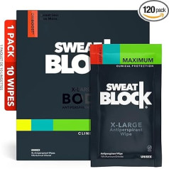 SweatBlock Maximum Strength Antiperspirant Sweat Wipes - For Excessive Sweat Protection - Extra Large - Up to 7 Day Protection per Use - 10 Count - Unisex