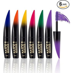 MKNZOME 6 Colour Mascara Set, 3D Fibre Mascara, Waterproof Durable Volumising Curling Extension, False Eyelash Effect for Charming Eye Make-up, Colourful Mascara Gift Set for Women #1