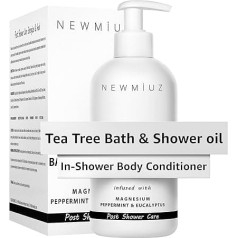 Tea Tree Shower Oil Body Wash - Post Shower Care for Dry Skin in Shower Energising & Moisturising Body & Legs Sore Muscles Recovery Peppermint Magnesium Spa Self Care Spa Gift