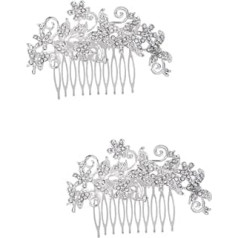 MERRYHAPY 2 x Hair Comb Clip Wedding Headpiece for the Bride Hair Comb Slide Clip Hairpiece Pearls Tiara Vintage Hair Side Combs Rhinestone Headpiece Bridal Hair Comb Slide Clip Hairpiece Wigs