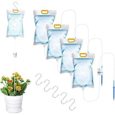 Gfamous Pack of 5 3.5 L Drip Irrigation Bags, Plant Watering Bag, Adjustable for Indoor Plants, Plant Watering for Indoor Plants