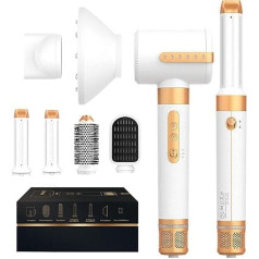 UKLISS Hot Air Styler 7 in 1 Hair Dryer Set with 7 Accessories: Auto-airflow Curling Iron, Hair Dryer with 3 Temperatures, Round Brush Hair Dryer Ion Hair Care, Hair Dryer Brush for Drying,