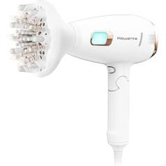 Rowenta Ultimate Experience Massage Hair Dryer, 2200 Watt, High Performance Digital Motor, Ion Booster, Gently Rotating Fingers, 2-in-1 Blow Dry with Revitalising Head Massage, White/Copper, 1 Piece