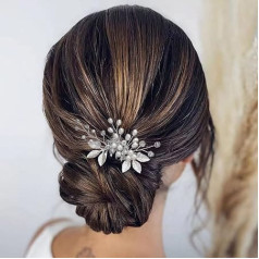 Vakkery Bridal Wedding Hair Comb Silver Pearl Hair Clip Hairpiece Bridal Hair Accessories for Women and Girls