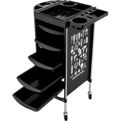 ROMYIX Hairdressing Trolley, Salon Trolley with 5 Pull-Out Drawers, Foldable Device Holder, Spa Hairdressing Trolley for Stylist, Hairdresser, Hair Styling
