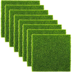 AMANDELIZABE Pack of 9 Artificial Moss Decorative Lawn Grass Miniature Moss Grass 15 x 15 cm Garden Artificial Grass Decoration Moss DIY Decorations Micro Landscape Miniature House Decoration