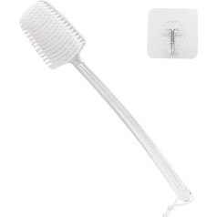 Mczxon Bath Brush with Curved Long Handle for Exfoliation, Improve Blood Circulation, Transparent Back Scrubber for Wet or Dry Brushes, Body Brush for Shower, Women and Men