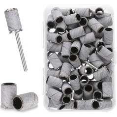 Piriuuo Pack of 100 Sanding Sleeves Nail Cutters, Fine Sanding Sleeves Sanding Caps Nail Cutter with 3.1 mm Mandrel Nail Cutter Attachments Sanding Sleeves for Manicure Pedicure Nail Care (180 Grit)