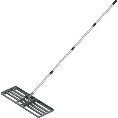 Lawn Levelling Rake 76 cm x 25 cm - Stainless Steel Lawn Squeegee with 180 cm Long Handle, Garden Squeegee for Lawn Sanding, Adjustable Lawn Leveling Tool for Golf Course, Yard